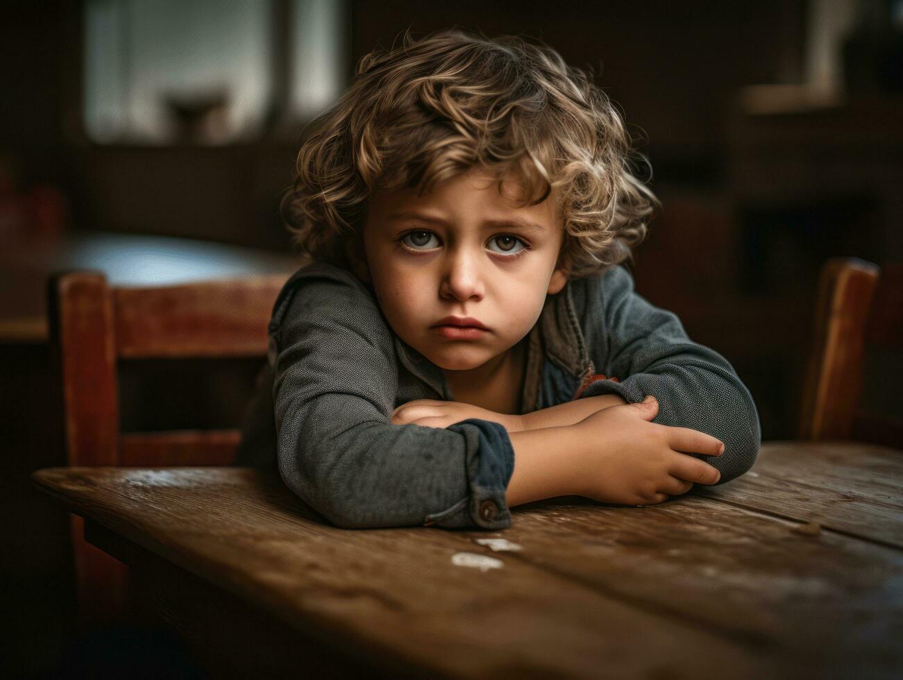 photo of emotional dynamic pose Mexican kid in school AI Generative