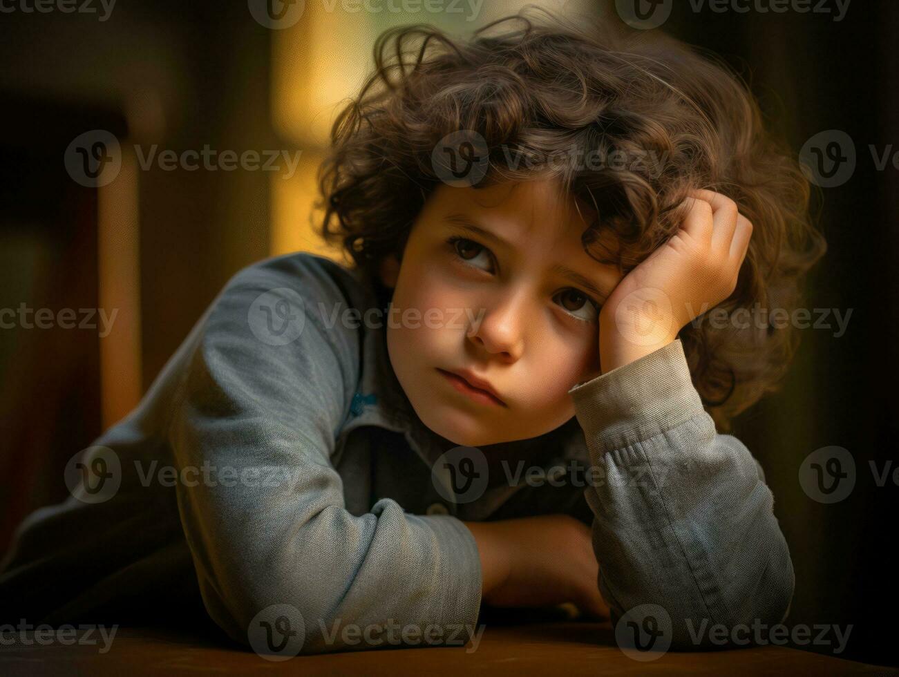 photo of emotional dynamic pose Mexican kid in school AI Generative