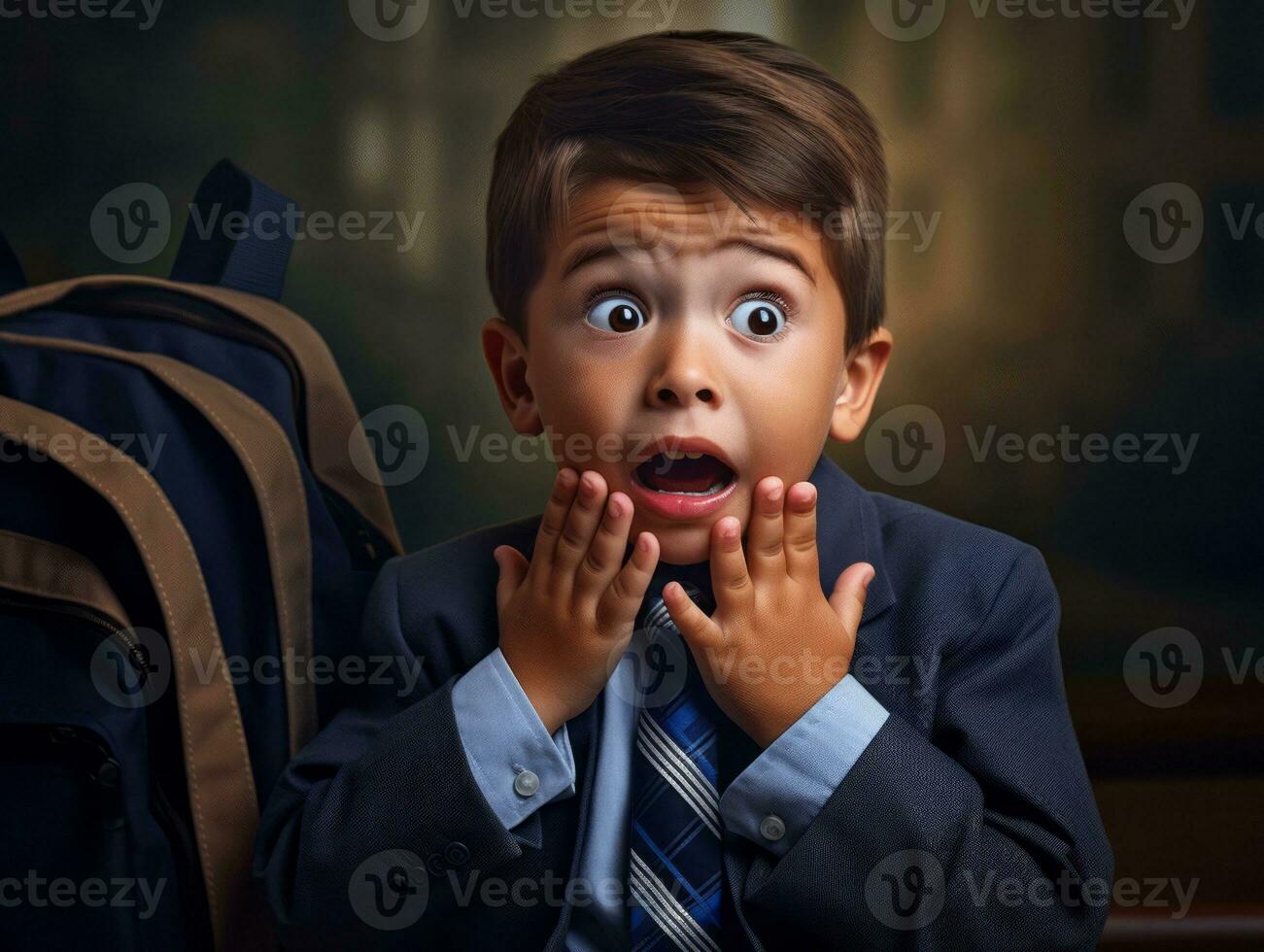 photo of emotional dynamic pose Mexican kid in school AI Generative