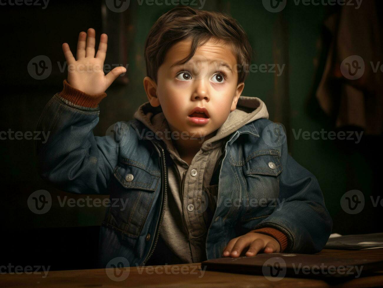 foto de emocional dinámica actitud mexicano niño en colegio ai generativo