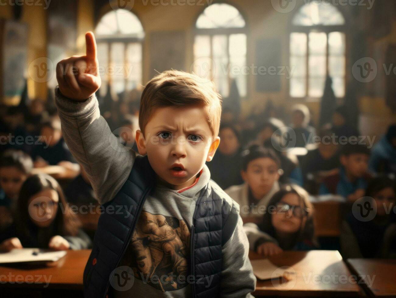 foto de emocional dinámica actitud mexicano niño en colegio ai generativo