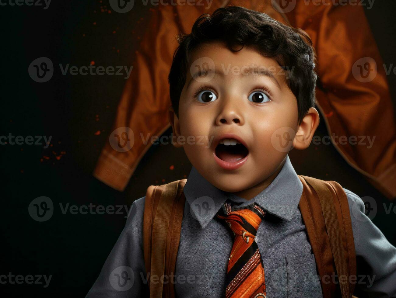 photo of emotional dynamic pose Mexican kid in school AI Generative