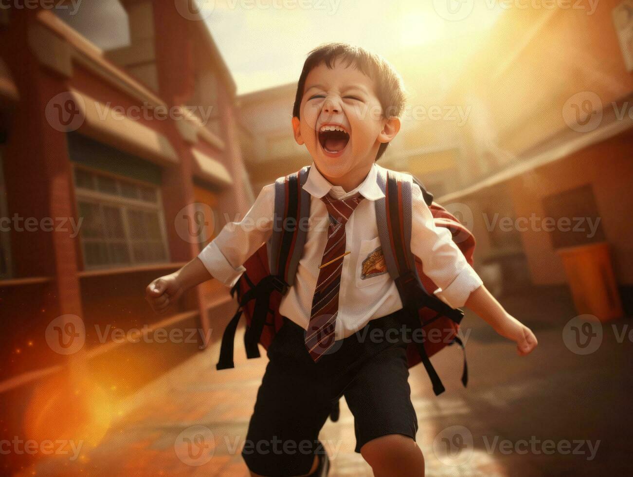 photo of emotional dynamic pose Mexican kid in school AI Generative