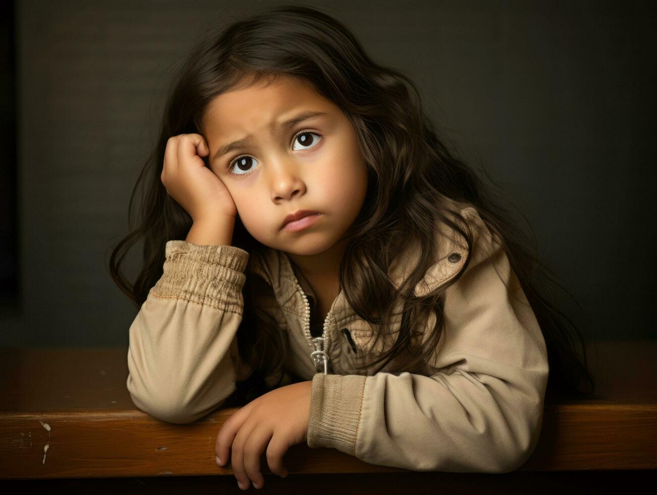 photo of emotional dynamic pose Mexican kid in school AI Generative