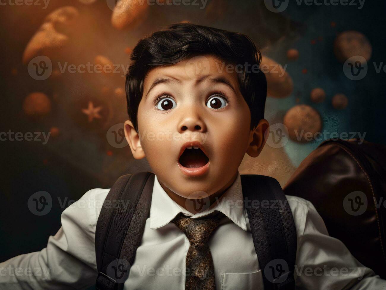 photo of emotional dynamic pose Mexican kid in school AI Generative
