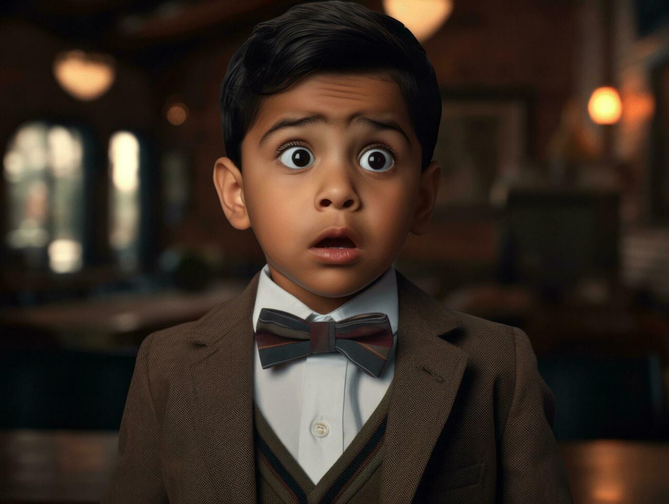 photo of emotional dynamic pose Mexican kid in school AI Generative