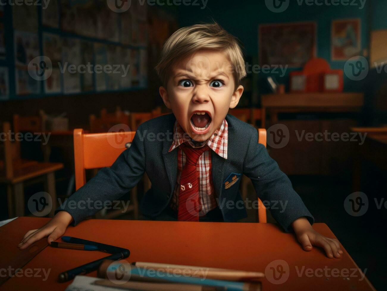 foto de emocional dinámica actitud mexicano niño en colegio ai generativo