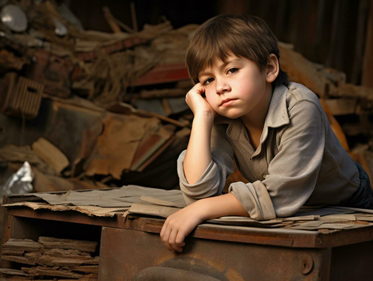 photo of emotional dynamic pose Mexican kid in school AI Generative
