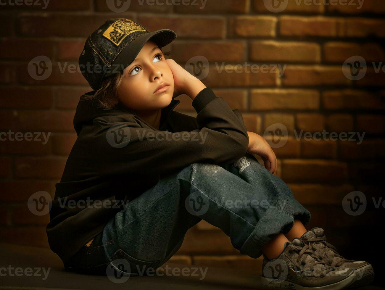 photo of emotional dynamic pose Mexican kid in school AI Generative