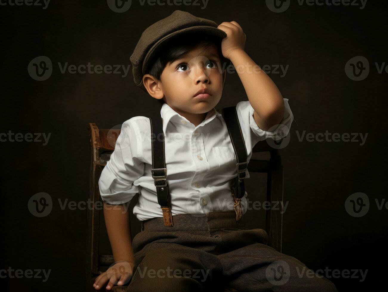 photo of emotional dynamic pose Mexican kid in school AI Generative