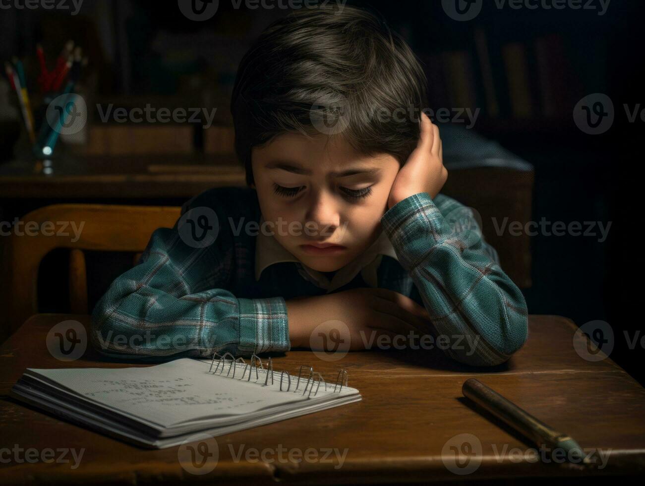 photo of emotional dynamic pose Mexican kid in school AI Generative