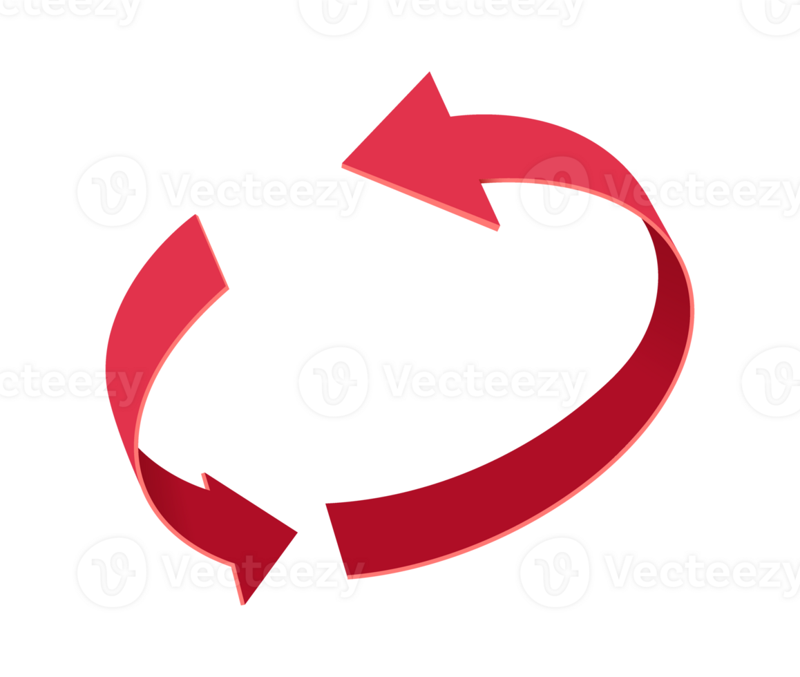 The red arrow revolves around itself on transparent background png