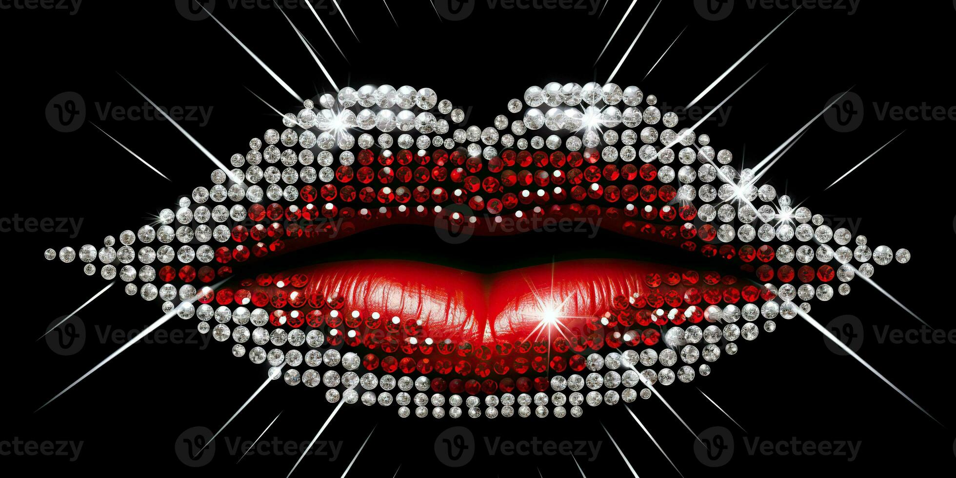 AI Generated. AI Generative. Beautiful makeup glitter bright wet lips. Glamour lulury romantic view. Graphic Art photo