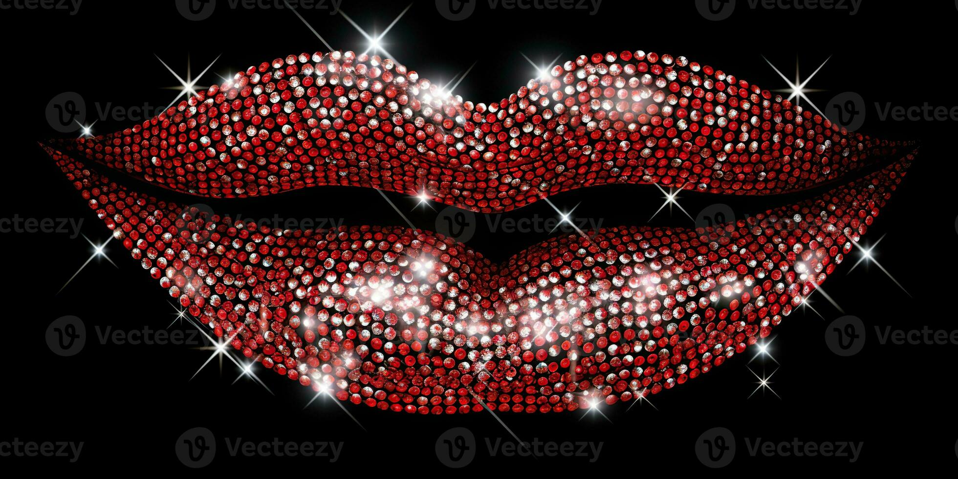 AI Generated. AI Generative. Beautiful makeup glitter bright wet lips. Glamour lulury romantic view. Graphic Art photo