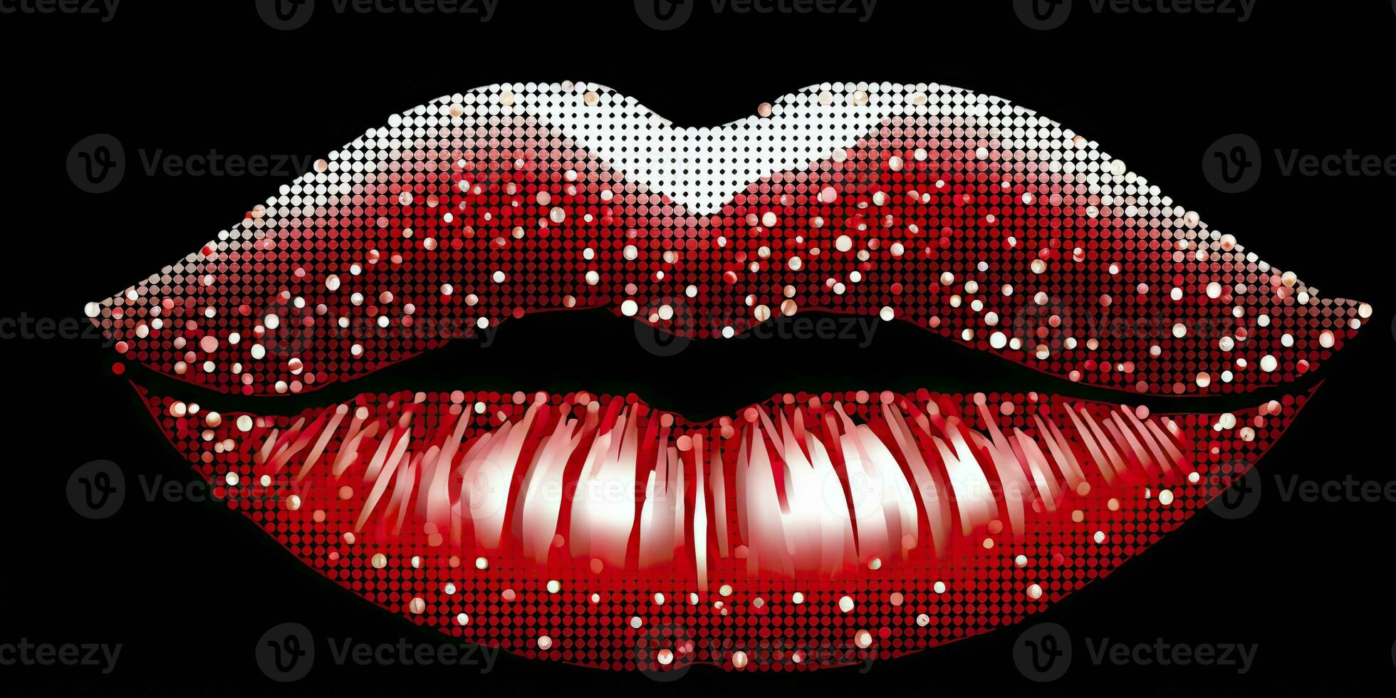 AI Generated. AI Generative. Beautiful makeup glitter bright wet lips. Glamour lulury romantic view. Graphic Art photo