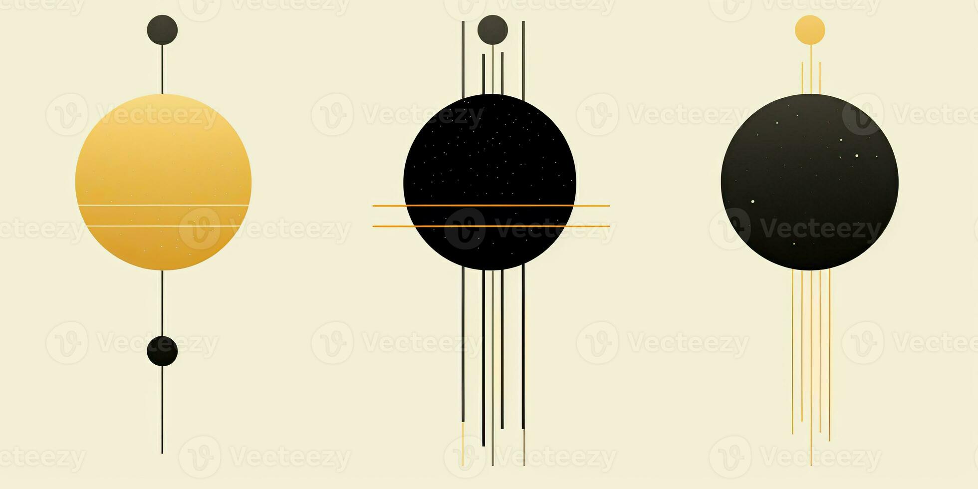 AI Generated. AI Generative. Abstract geometric shape round poster galaxy space universe in minimal style. Graphic Art photo