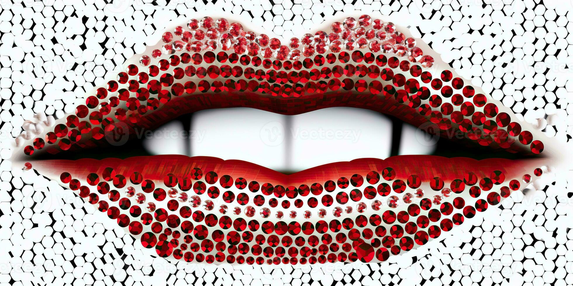 AI Generated. AI Generative. Beautiful makeup glitter bright wet lips. Glamour lulury romantic view. Graphic Art photo