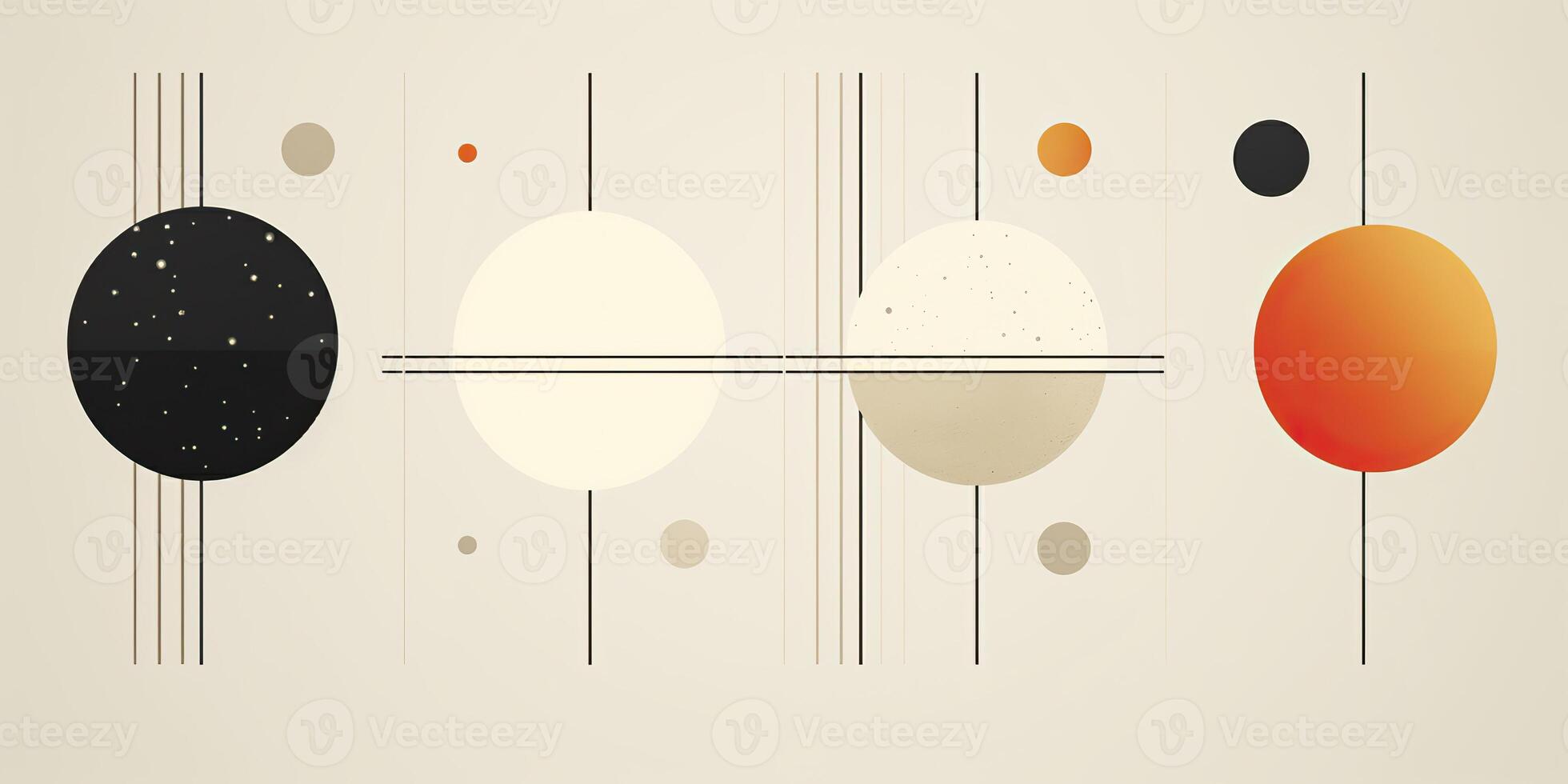 AI Generated. AI Generative. Abstract geometric shape round poster galaxy space universe in minimal style. Graphic Art photo