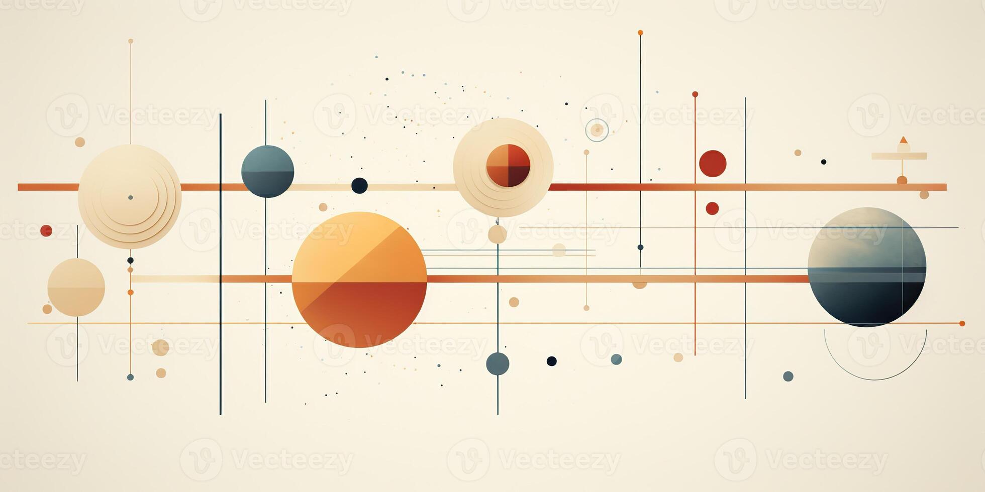 AI Generated. AI Generative. Abstract geometric shape round poster galaxy space universe in minimal style. Graphic Art photo