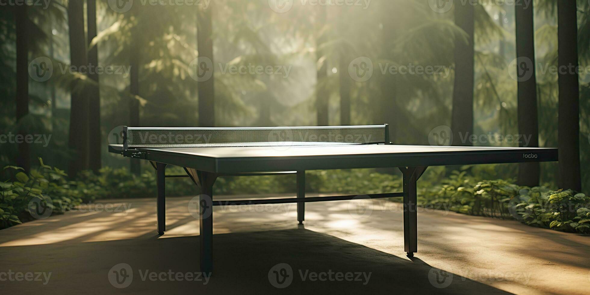 AI Generated. AI Generative. Outdoor nature table tennis ping pong game sport at sunet. Graphic Art photo