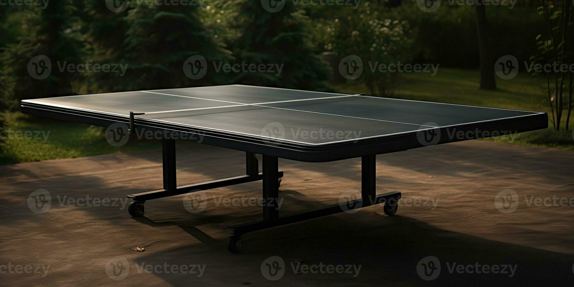 AI Generated. AI Generative. Outdoor nature table tennis ping pong game sport at sunet. Graphic Art photo