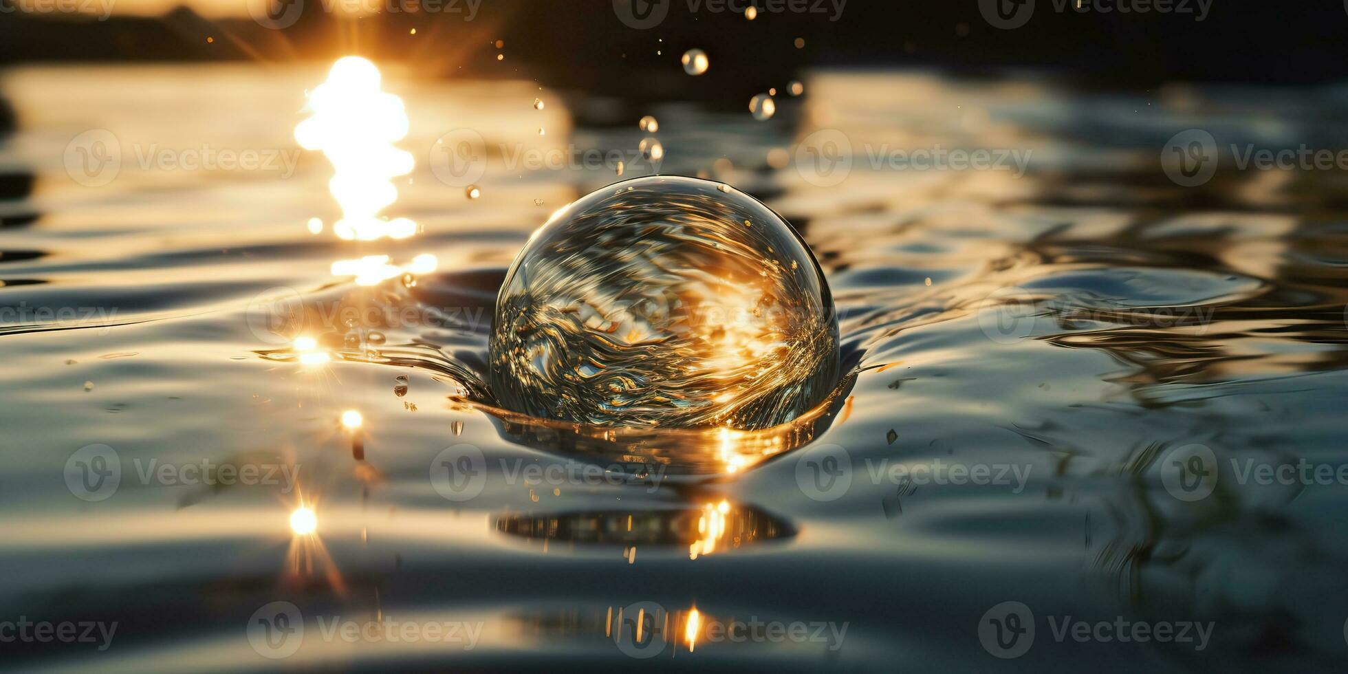 ai generado. ai generativo. vaso pelota otoño dentro el agua con muchos chapoteo alrededor. gráfico decoración antecedentes. gráfico Arte foto