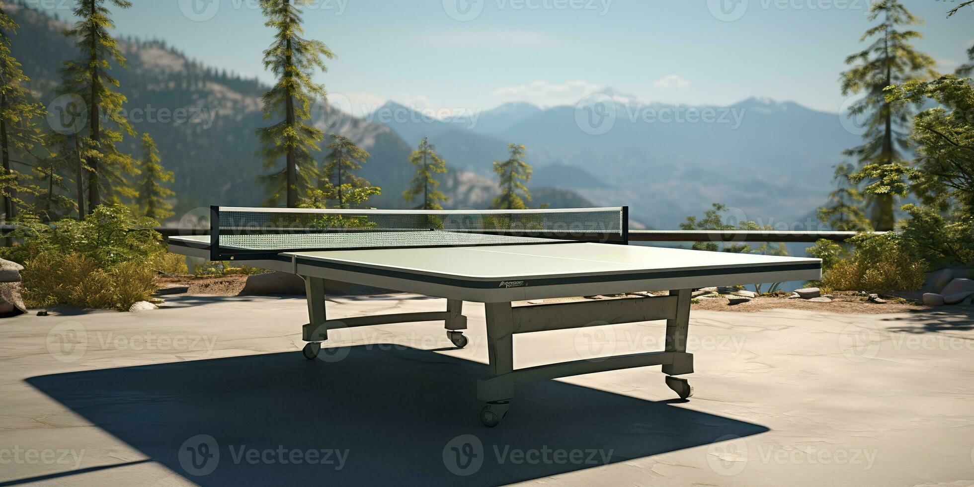 AI Generated. AI Generative. Outdoor nature table tennis ping pong game sport at sunet. Graphic Art photo