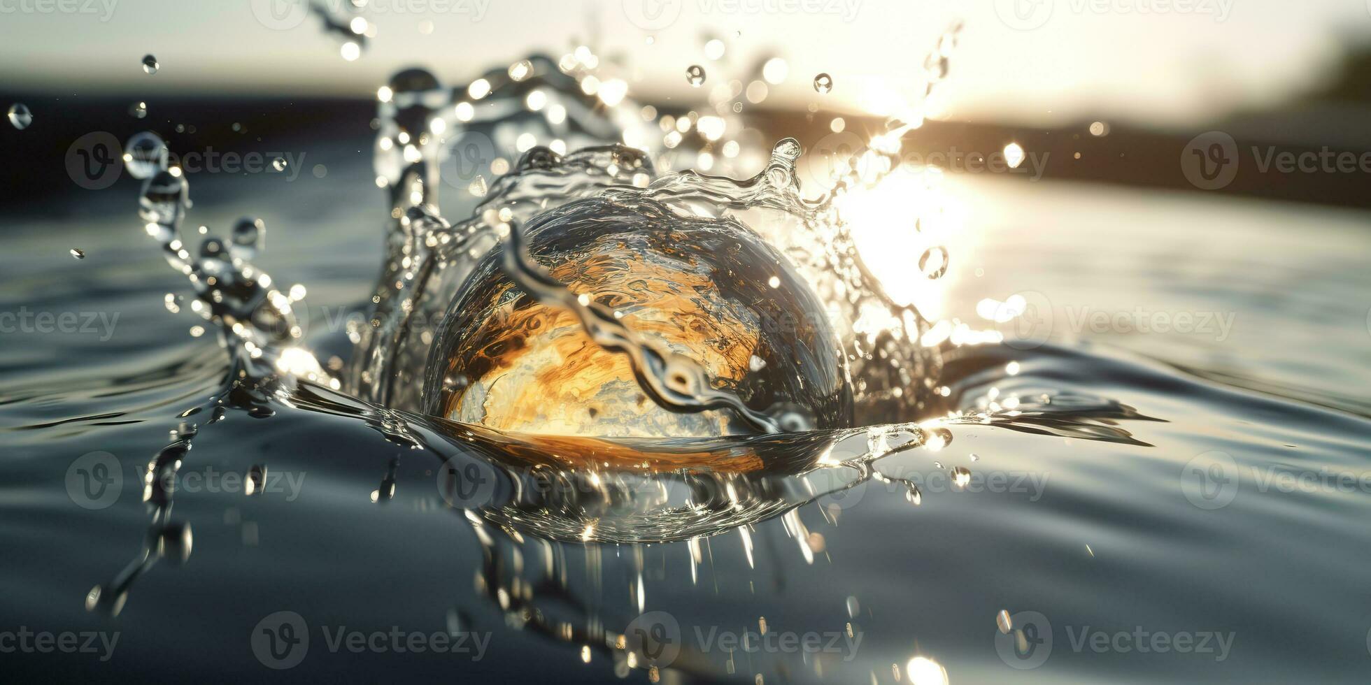 ai generado. ai generativo. vaso pelota otoño dentro el agua con muchos chapoteo alrededor. gráfico decoración antecedentes. gráfico Arte foto