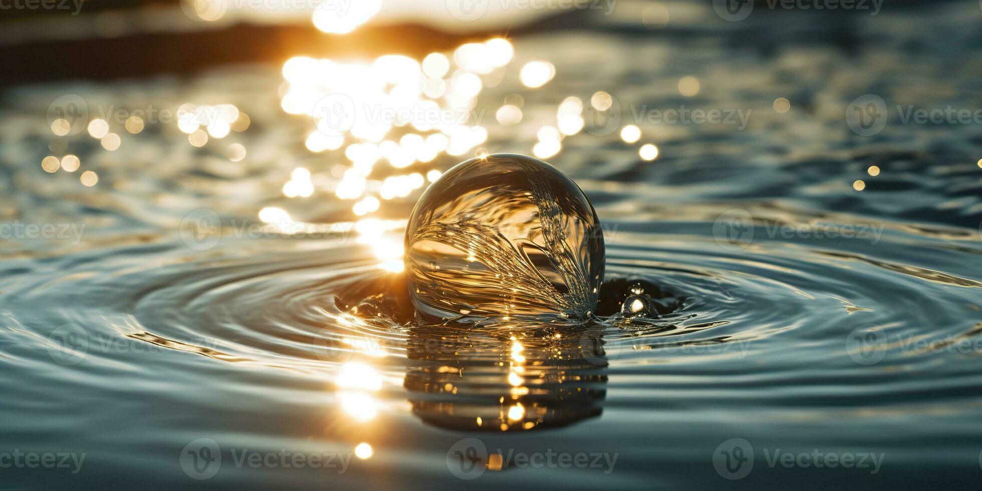 ai generado. ai generativo. vaso pelota otoño dentro el agua con muchos chapoteo alrededor. gráfico decoración antecedentes. gráfico Arte foto