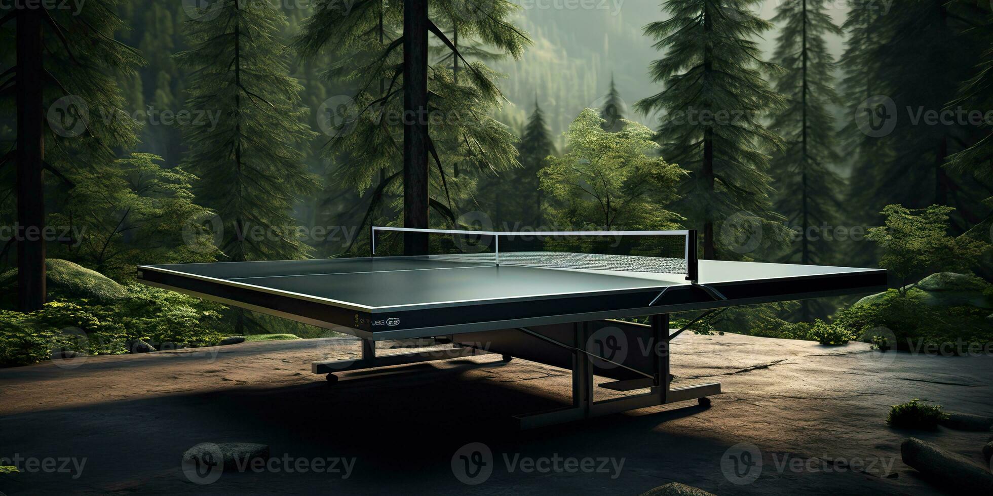 AI Generated. AI Generative. Outdoor nature table tennis ping pong game sport at sunet. Graphic Art photo