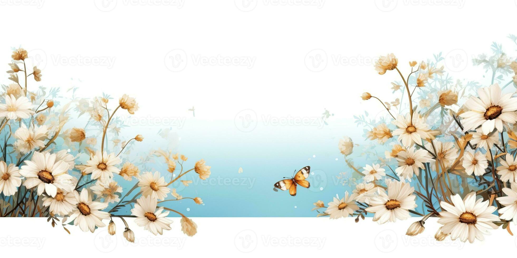 AI Generated. AI Generative. Outdoor nature wild flowers chamomile daisy plant herbal landscape. Graphic Art photo