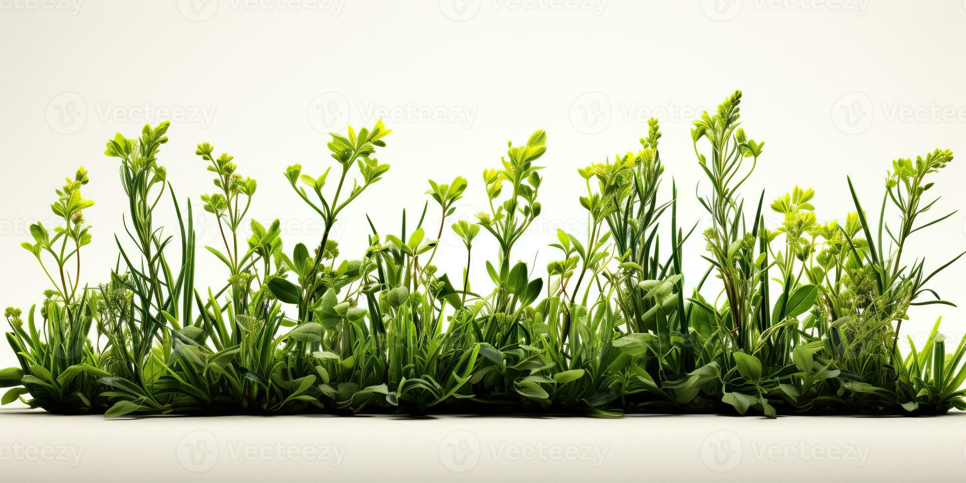 AI Generated. AI Generative. Nature outdoor wild green grass background. Plant field landscape. Graphic Art photo