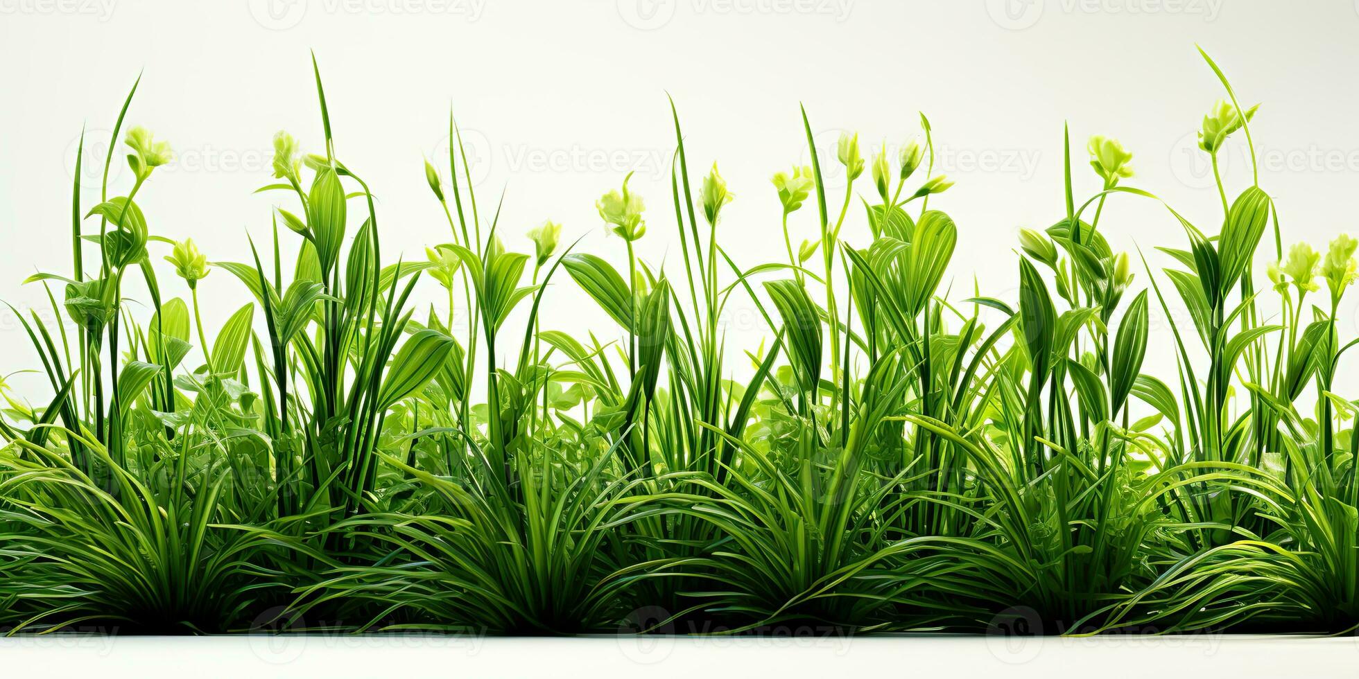 AI Generated. AI Generative. Nature outdoor wild green grass background. Plant field landscape. Graphic Art photo