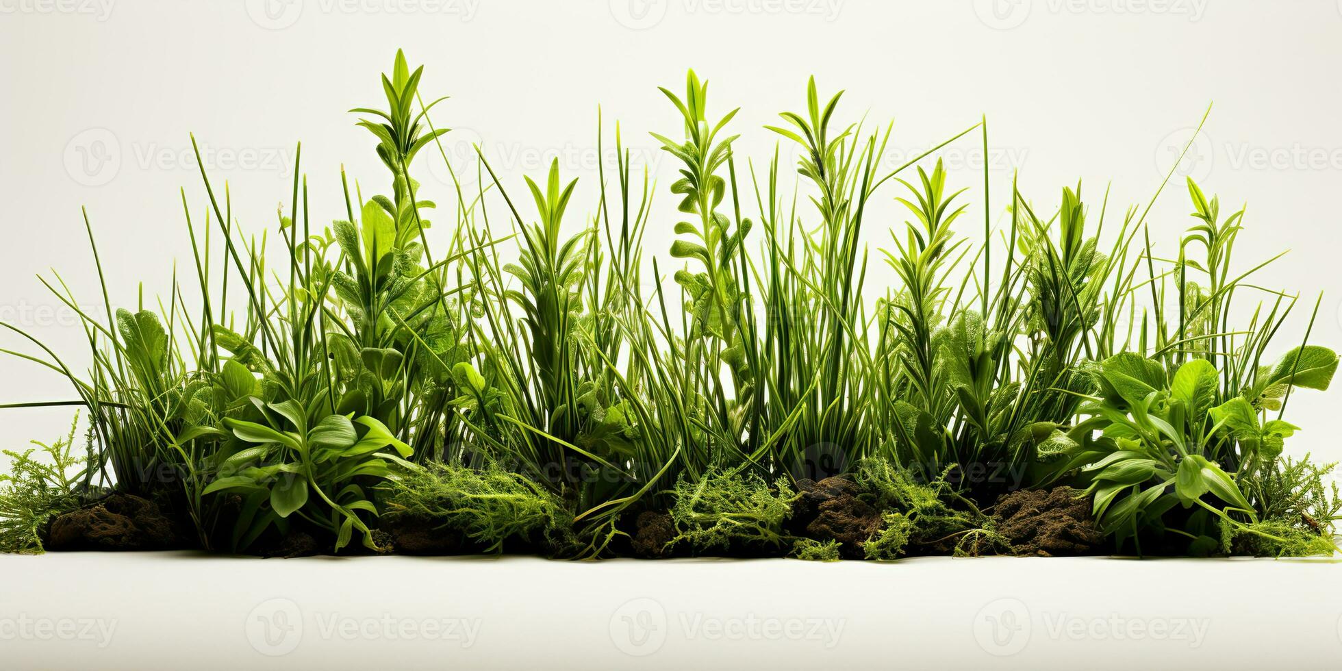 AI Generated. AI Generative. Nature outdoor wild green grass background. Plant field landscape. Graphic Art photo