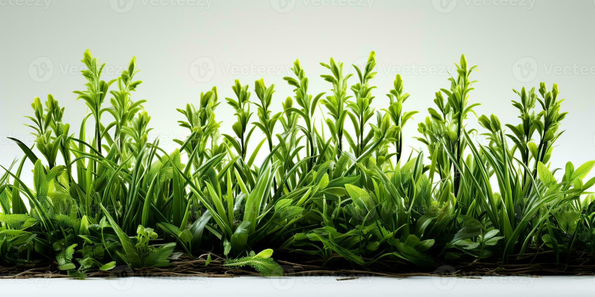 AI Generated. AI Generative. Nature outdoor wild green grass background. Plant field landscape. Graphic Art photo