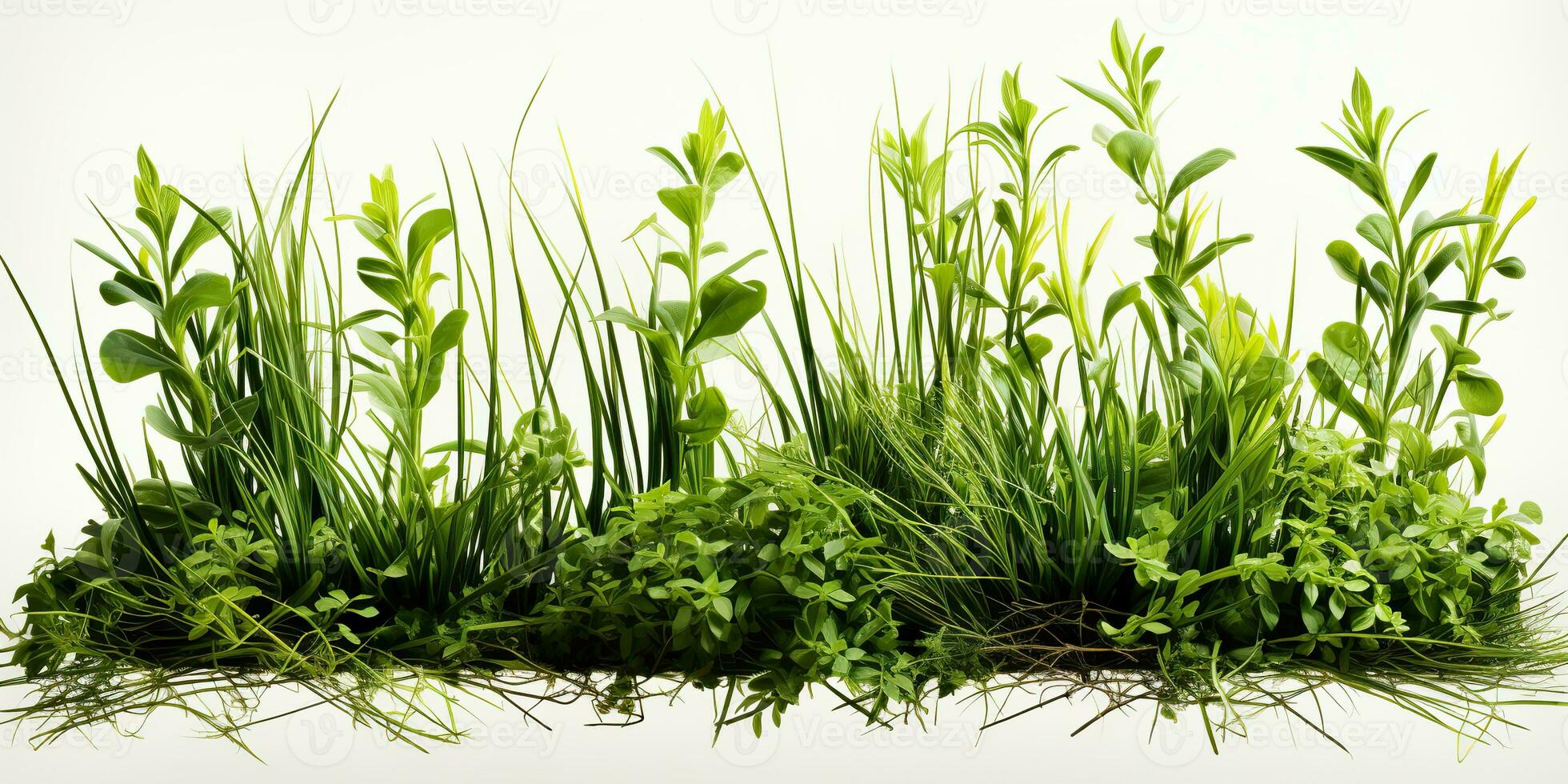 AI Generated. AI Generative. Nature outdoor wild green grass background. Plant field landscape. Graphic Art photo