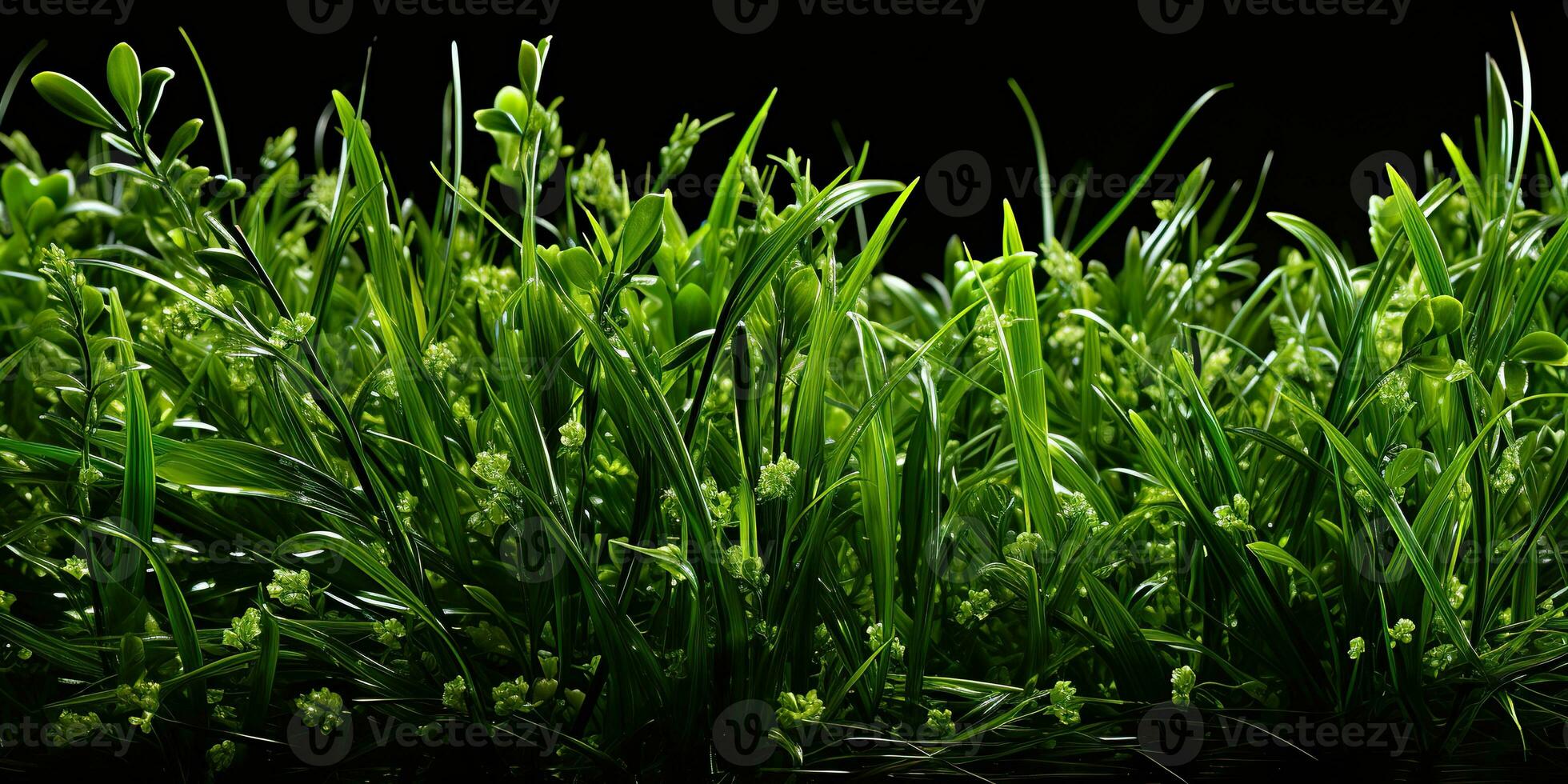 AI Generated. AI Generative. Nature outdoor wild green grass background. Plant field landscape. Graphic Art photo