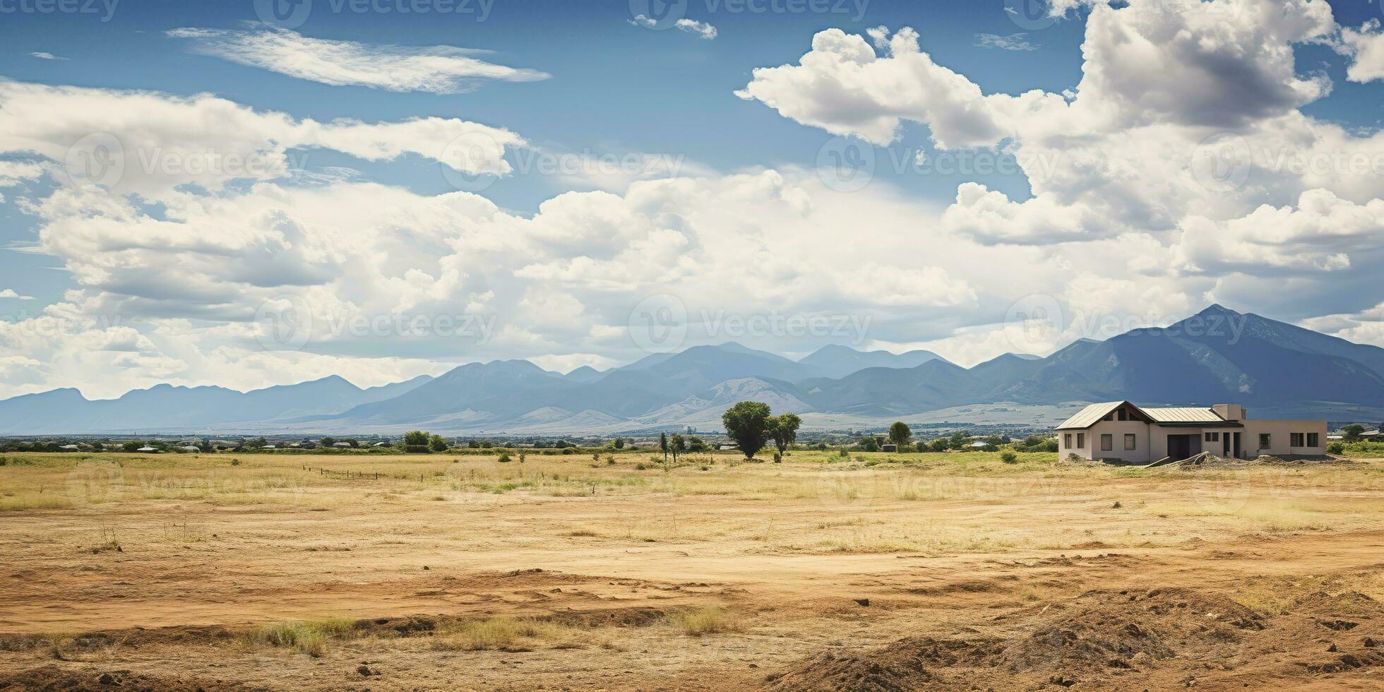 ai generado. ai generativo. al aire libre naturaleza casa madera moderno construcción en campo prado paisaje antecedentes. gráfico Arte foto