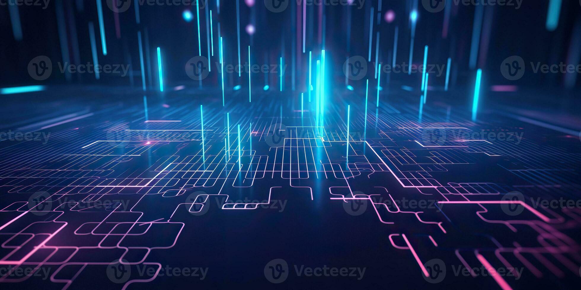 AI Generated. AI Generative. Bluew data network science pragramming future cyber background pattern texture. Graphic Art photo