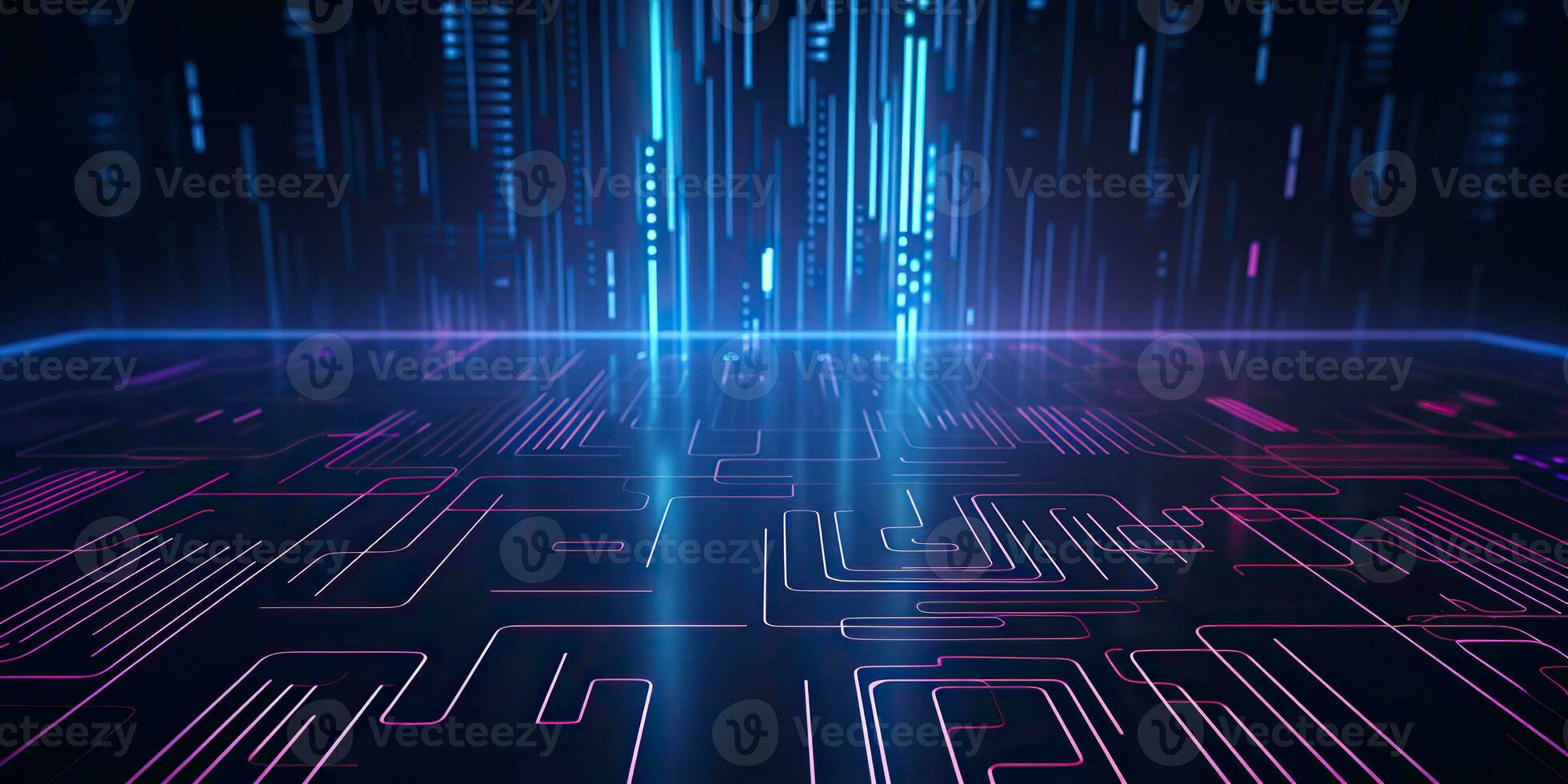 AI Generated. AI Generative. Bluew data network science pragramming future cyber background pattern texture. Graphic Art photo