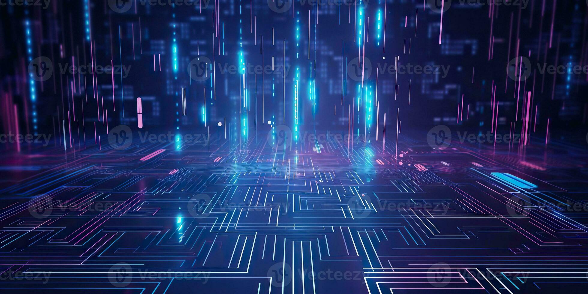 AI Generated. AI Generative. Bluew data network science pragramming future cyber background pattern texture. Graphic Art photo