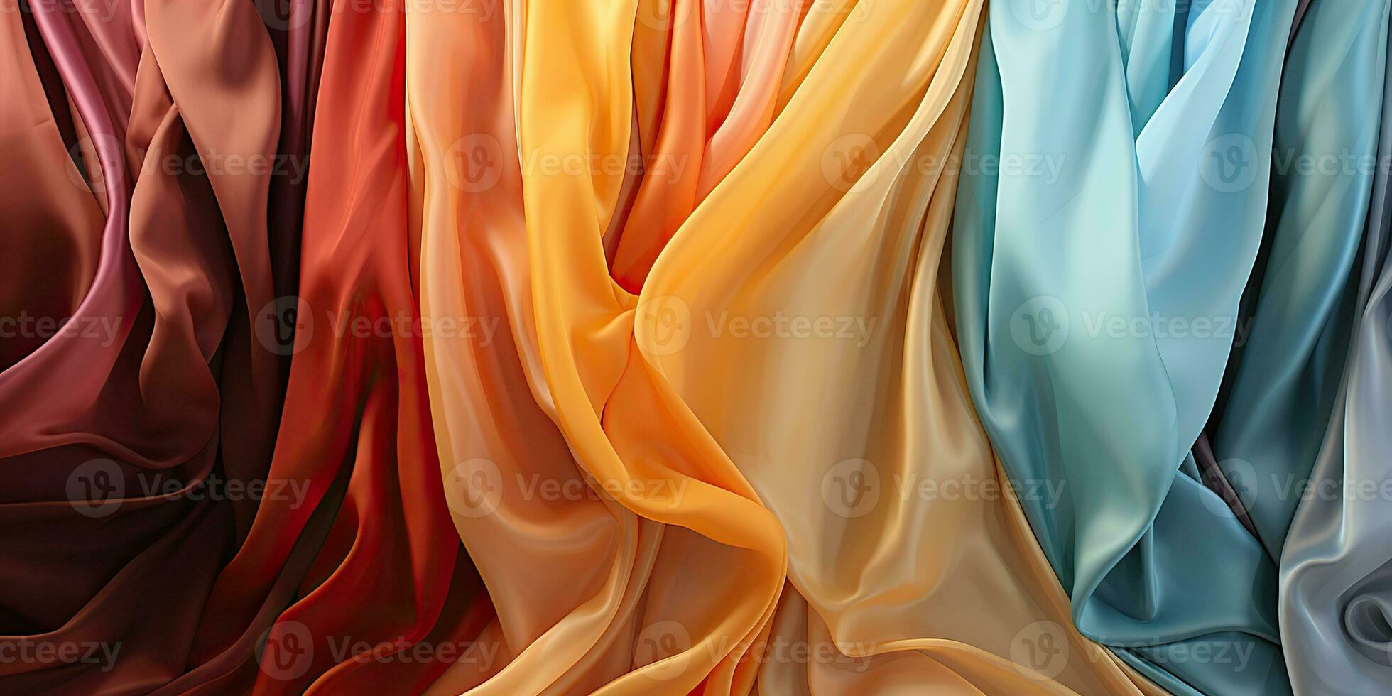 AI Generated. AI Generative. Abstract satin silk cotton fabric voal texture pattern background. Tender soft curve shapes decoration. Graphic Art photo