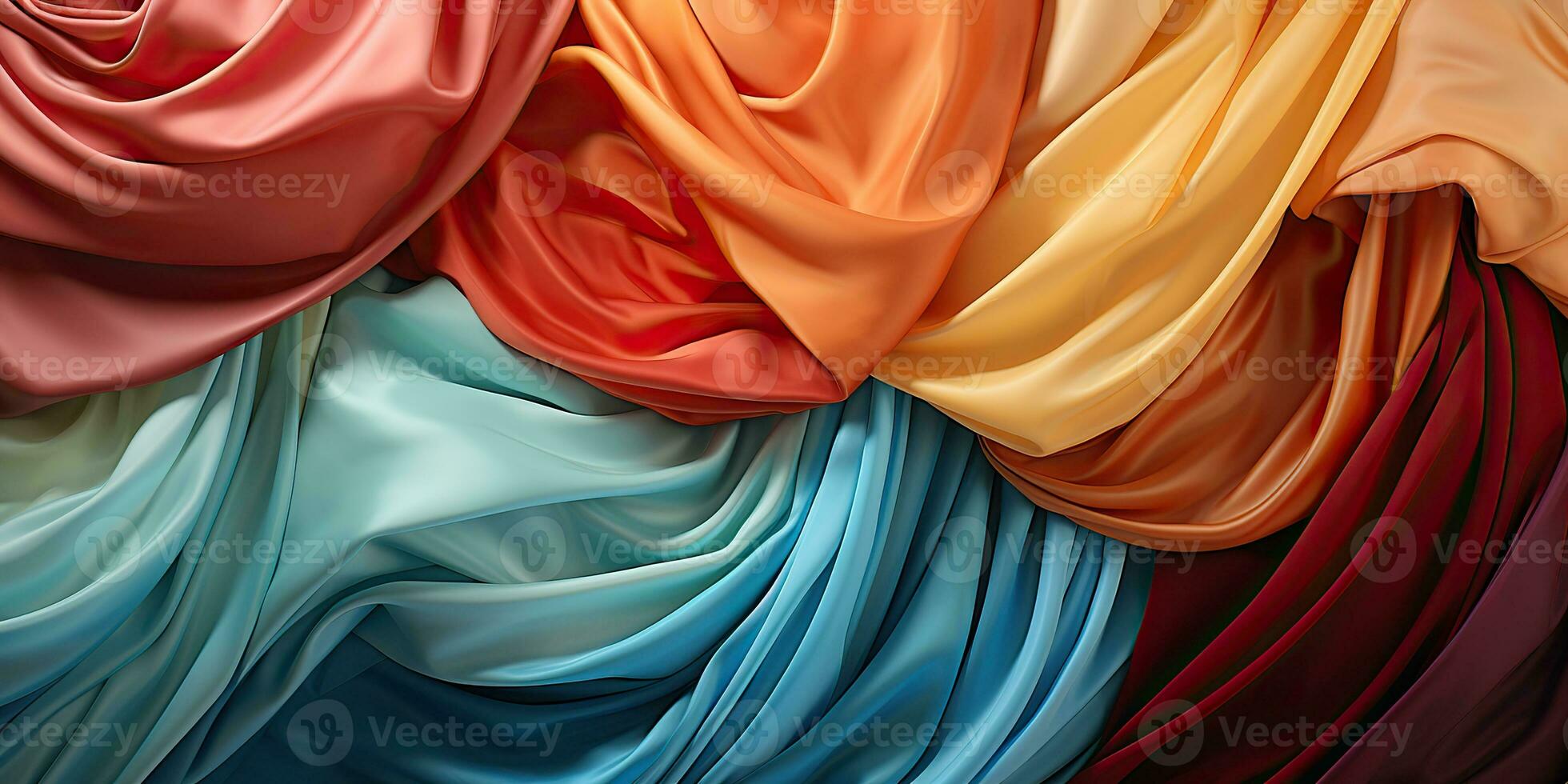 AI Generated. AI Generative. Abstract satin silk cotton fabric voal texture pattern background. Tender soft curve shapes decoration. Graphic Art photo