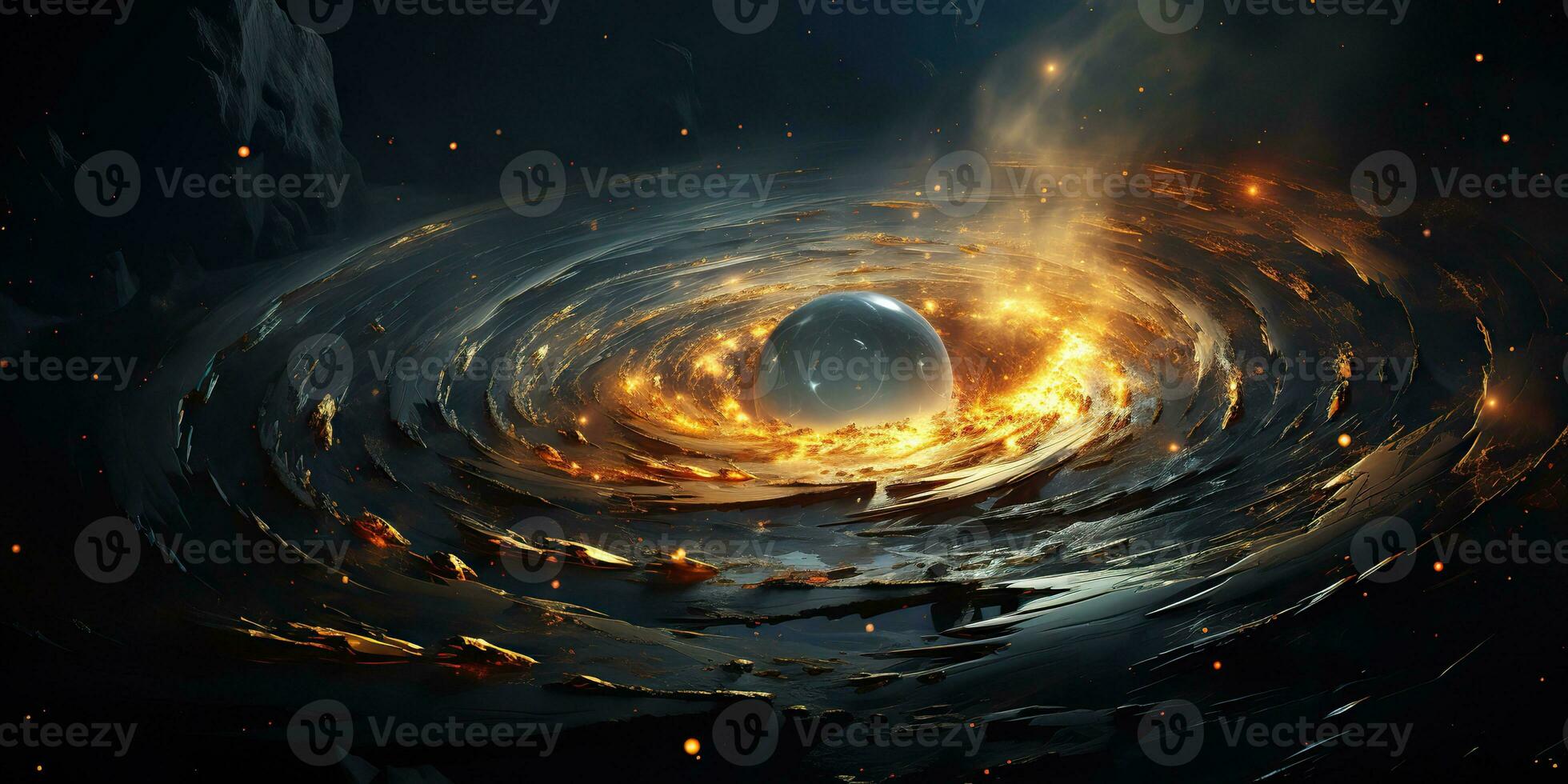 AI Generated. AI Generative. Modern minimal solar system galaxy space decoration abstract background poster. Graphic Art photo