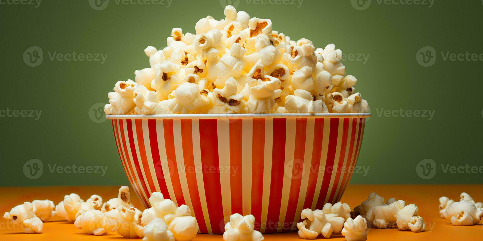 AI Generated. AI Generative. Pop corn movie cinema fast food snack take away bucket with flakes. Graphic Art photo