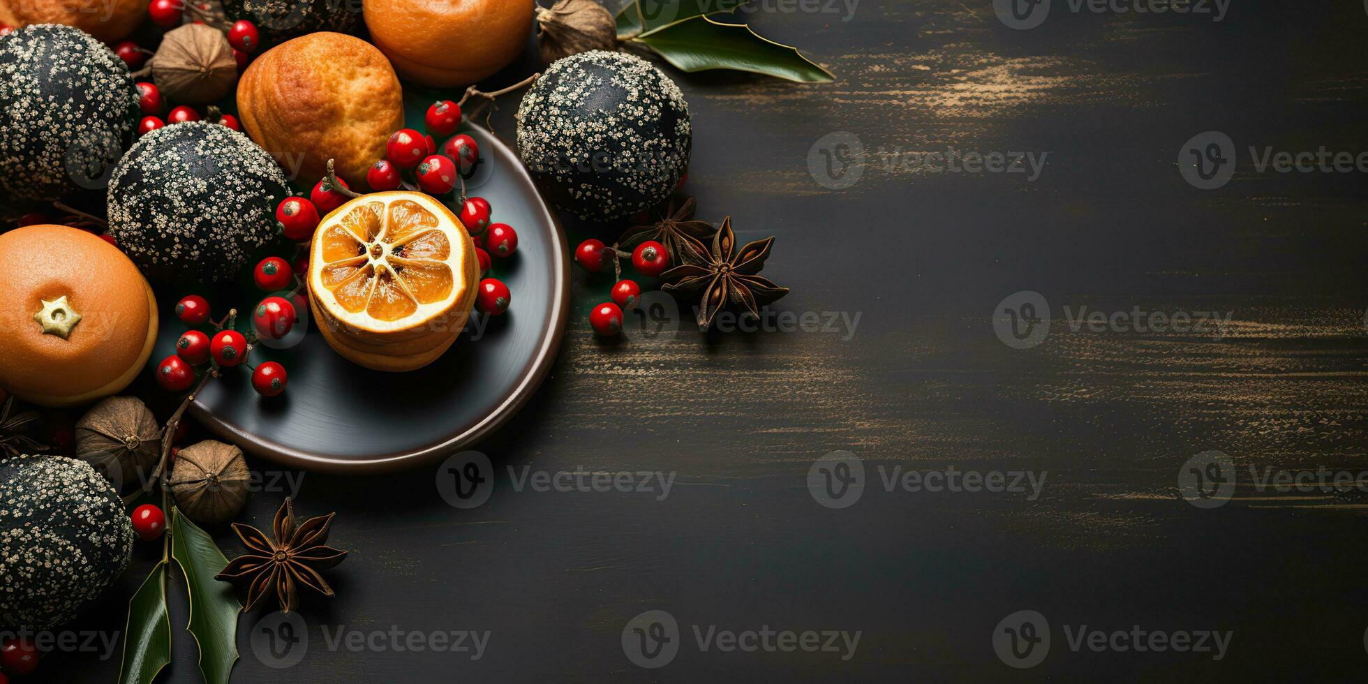 AI Generated. AI Generative. Christmas merry xmas winter holiday decoration mockup poster background. Graphic Art photo