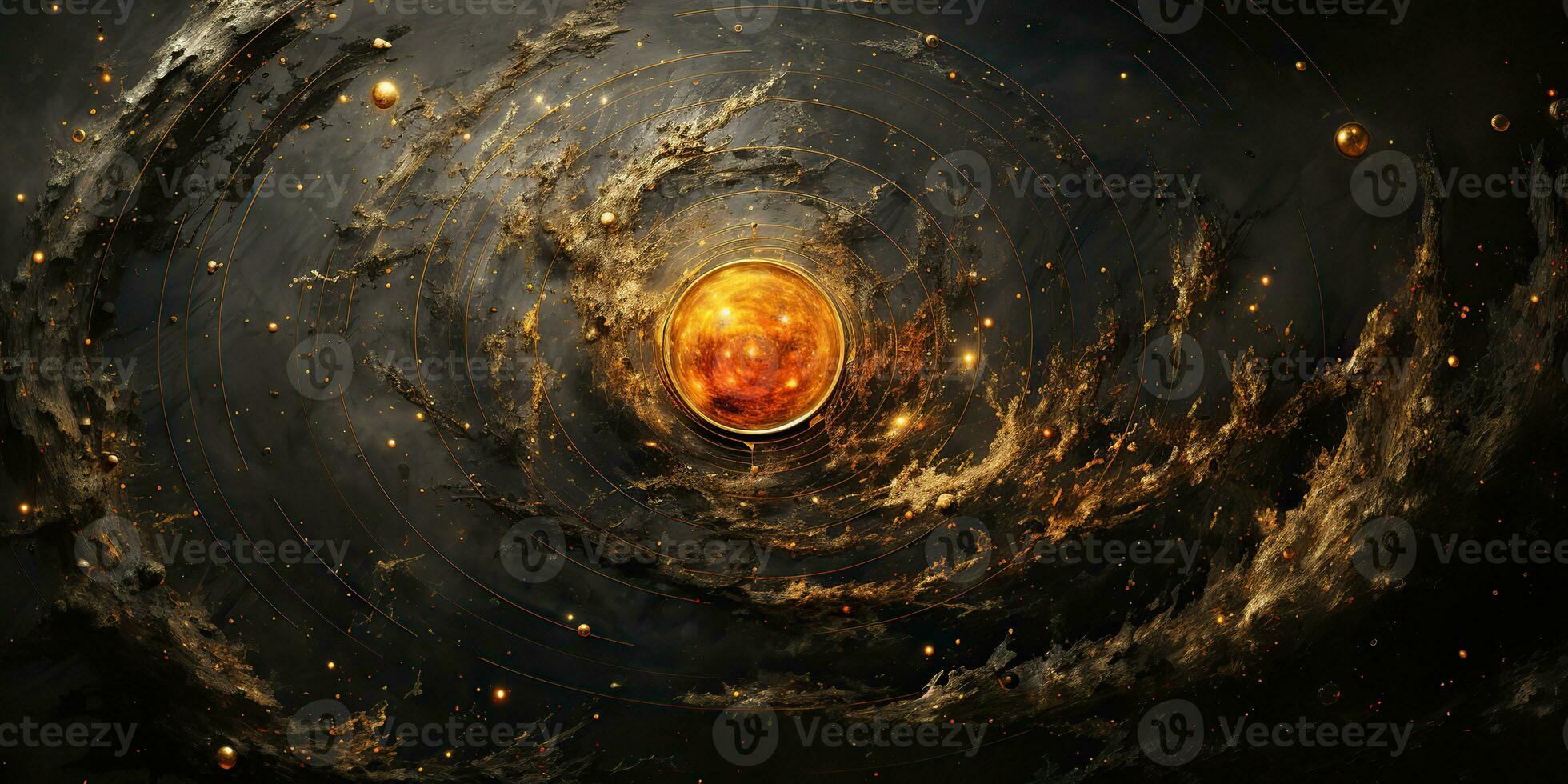 AI Generated. AI Generative. Modern minimal solar system galaxy space decoration abstract background poster. Graphic Art photo
