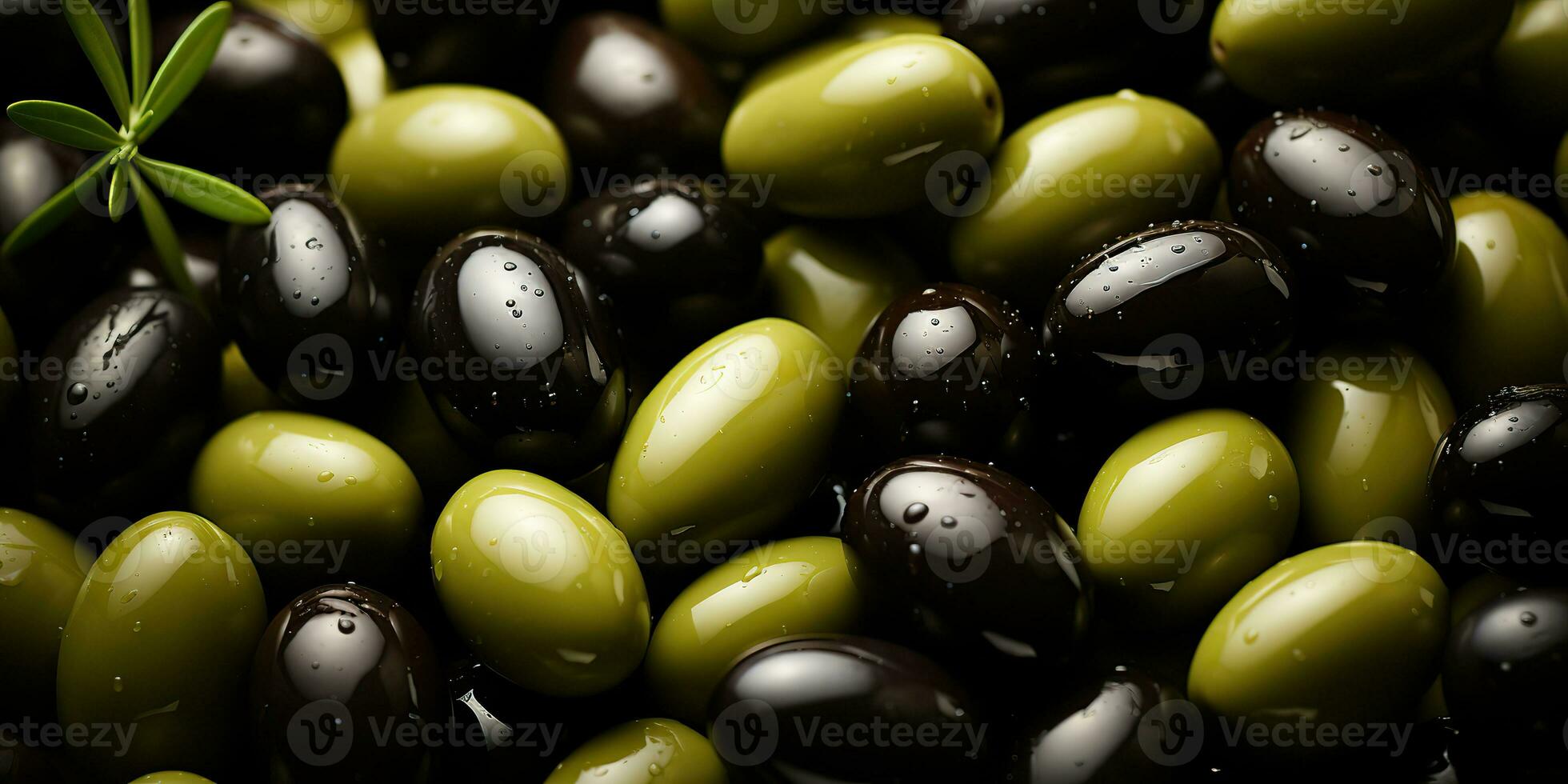 AI Generated. AI Generative. Black and green olives healthy organic vegetables mix decoration pattern background. Graphic Art photo