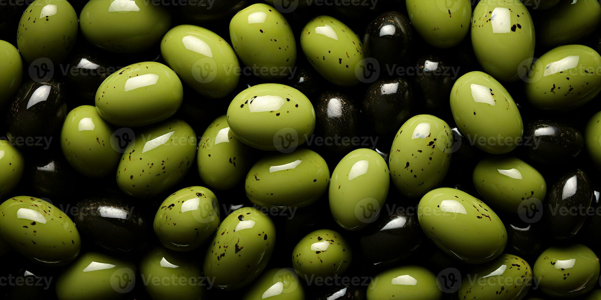 AI Generated. AI Generative. Black and green olives healthy organic vegetables mix decoration pattern background. Graphic Art photo