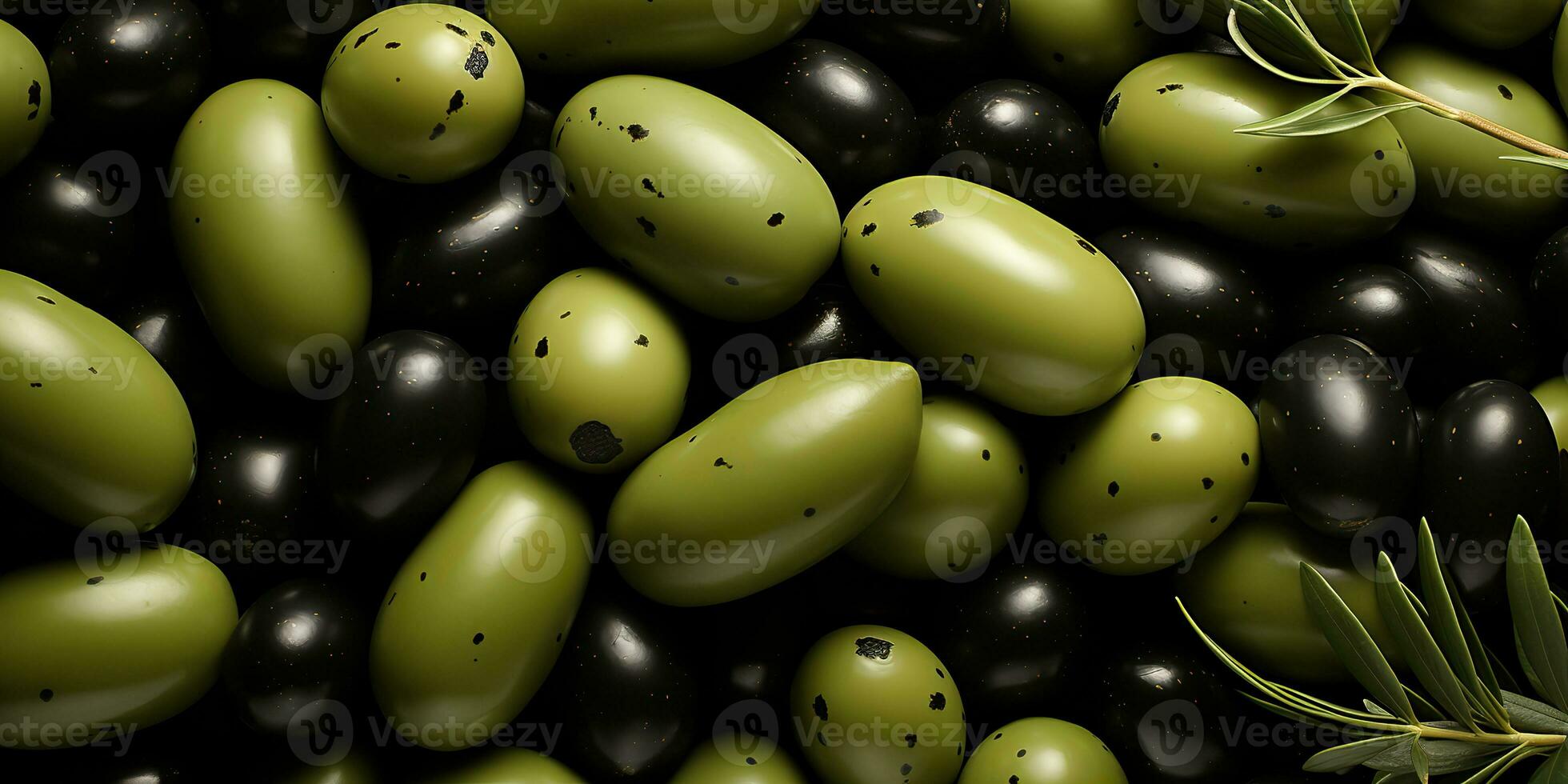 AI Generated. AI Generative. Black and green olives healthy organic vegetables mix decoration pattern background. Graphic Art photo